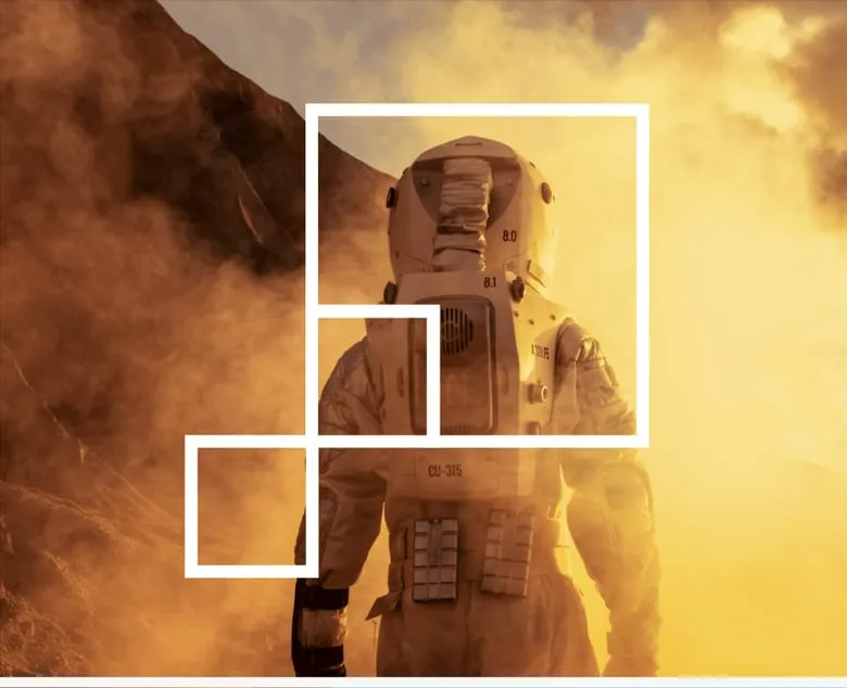 Astronaut in an amber haze